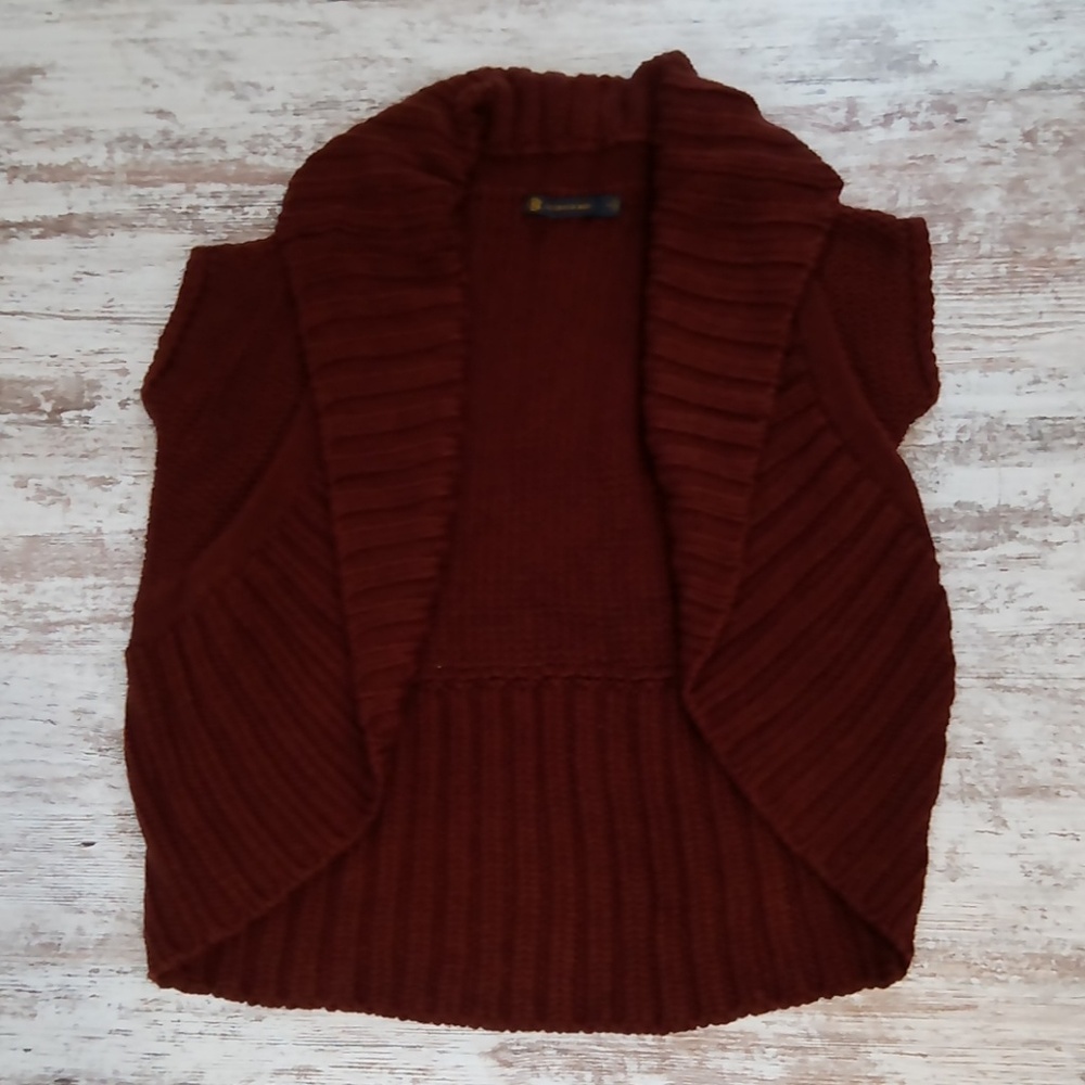 Outback Red Brown Open Front Wool Blend Cardigan